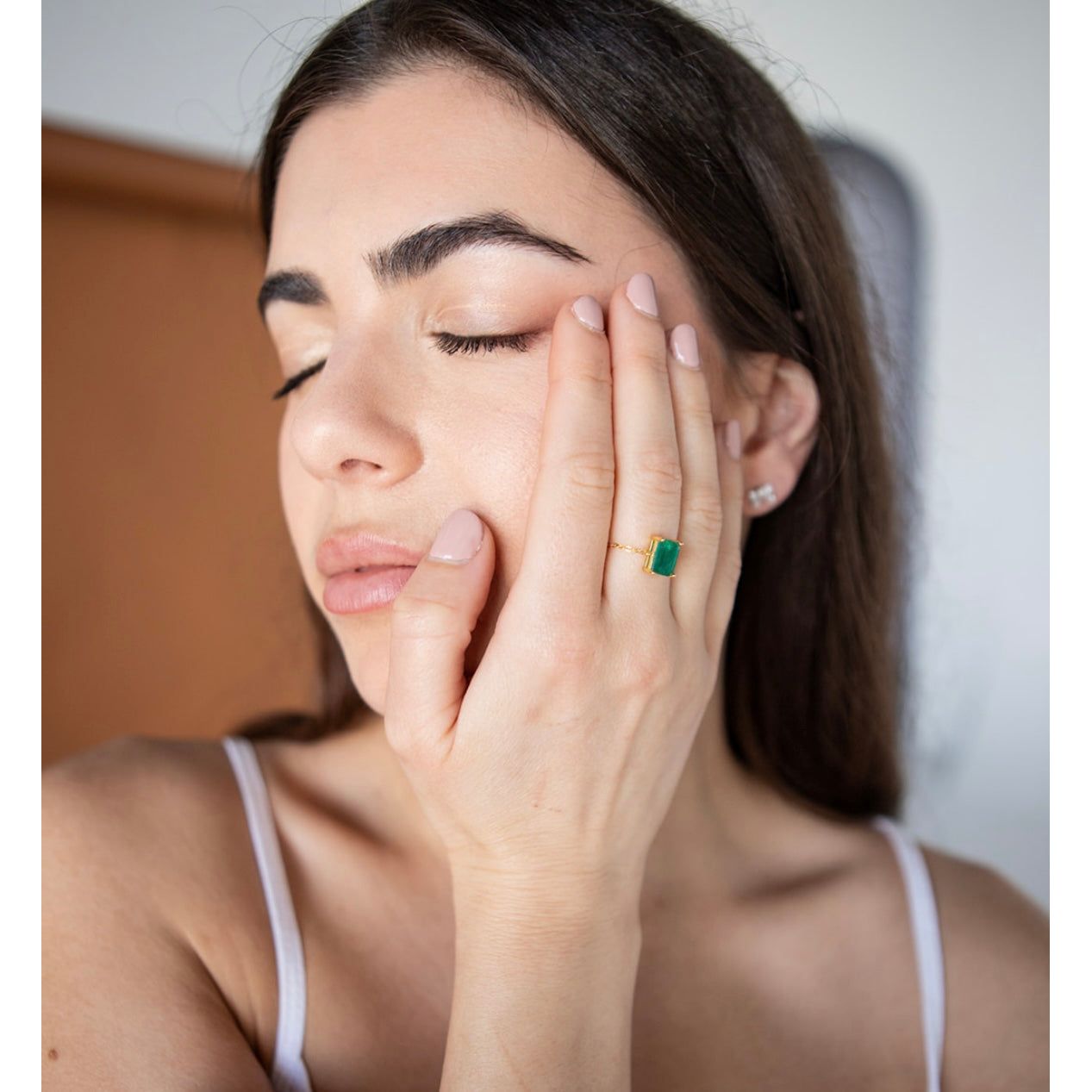 Maya Verde Adjustable Square Ring