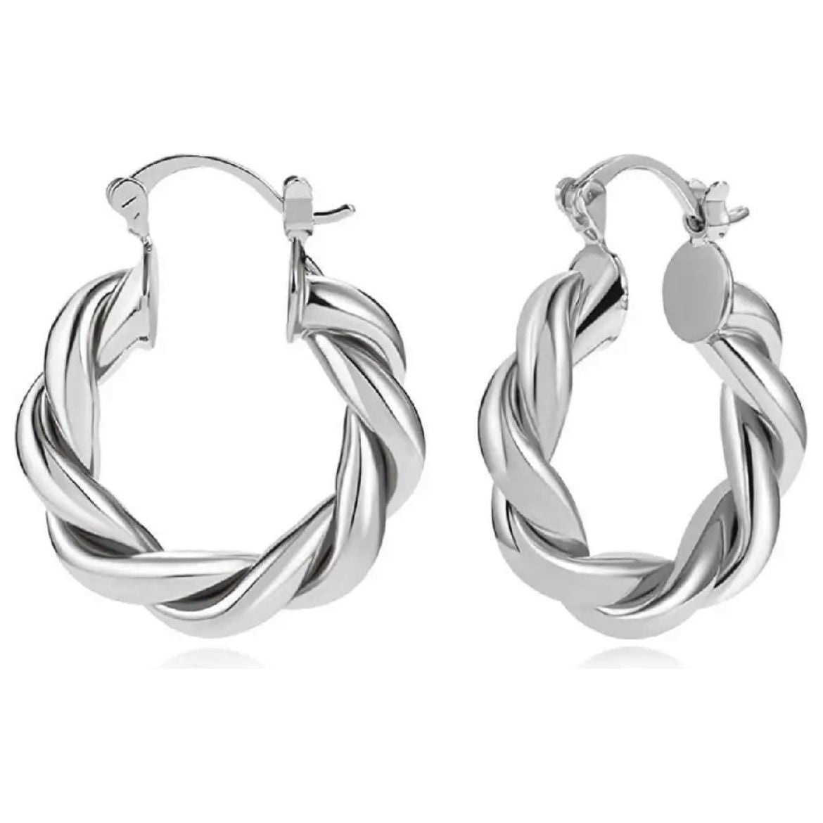 Skylar Twisted Silver Hoops