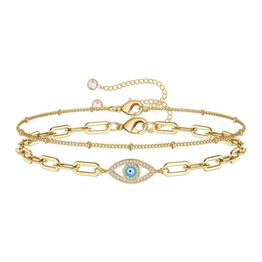 Dual Chain Evil Eye Bracelet